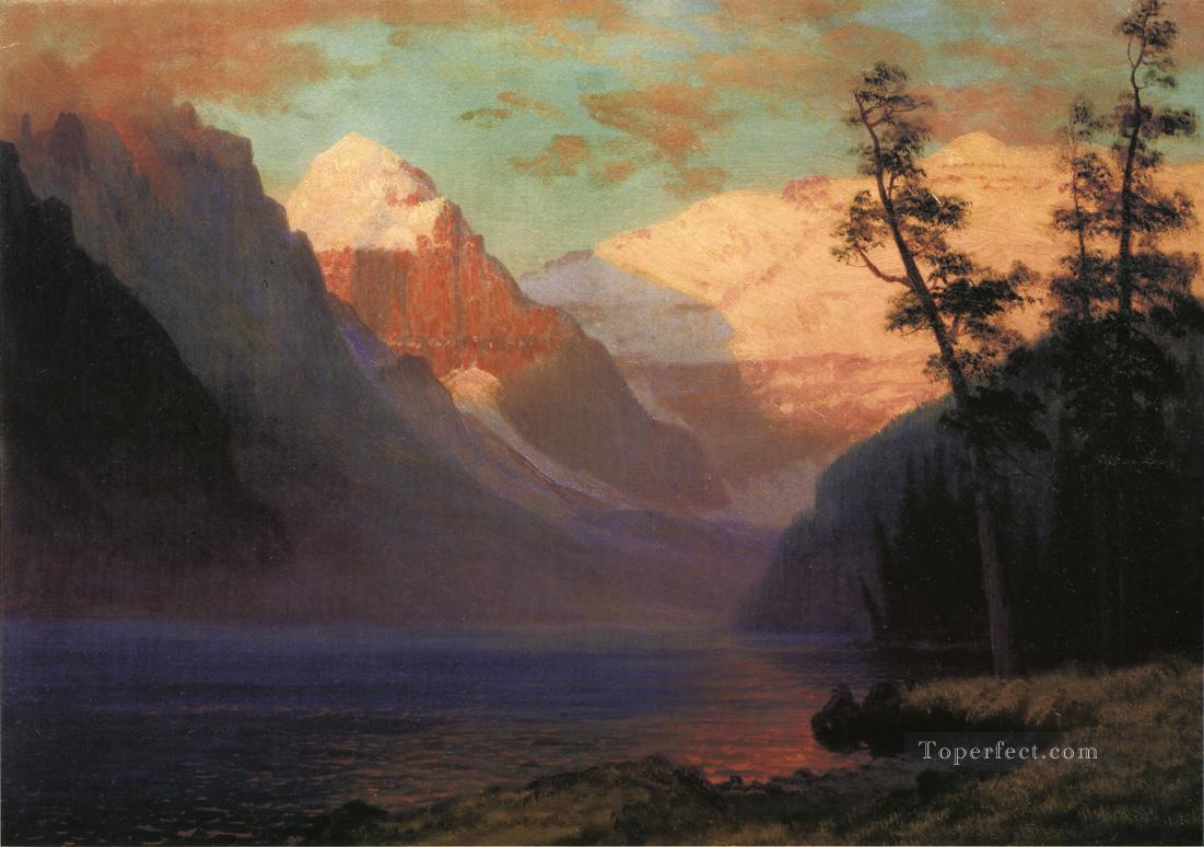 Evening Glow Lake Louise Albert Bierstadt Landscape Oil Paintings